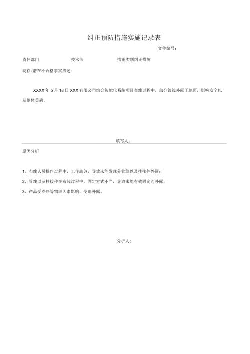 纠正预防措施实施记录表.docx