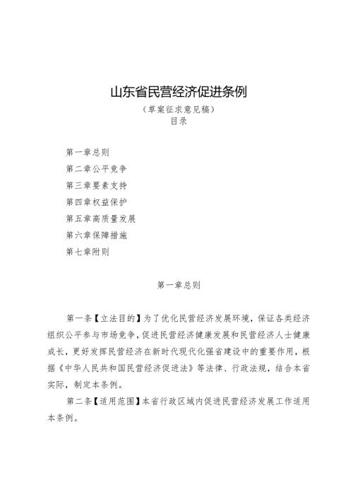 《山东省民营经济促进条例（草案.docx