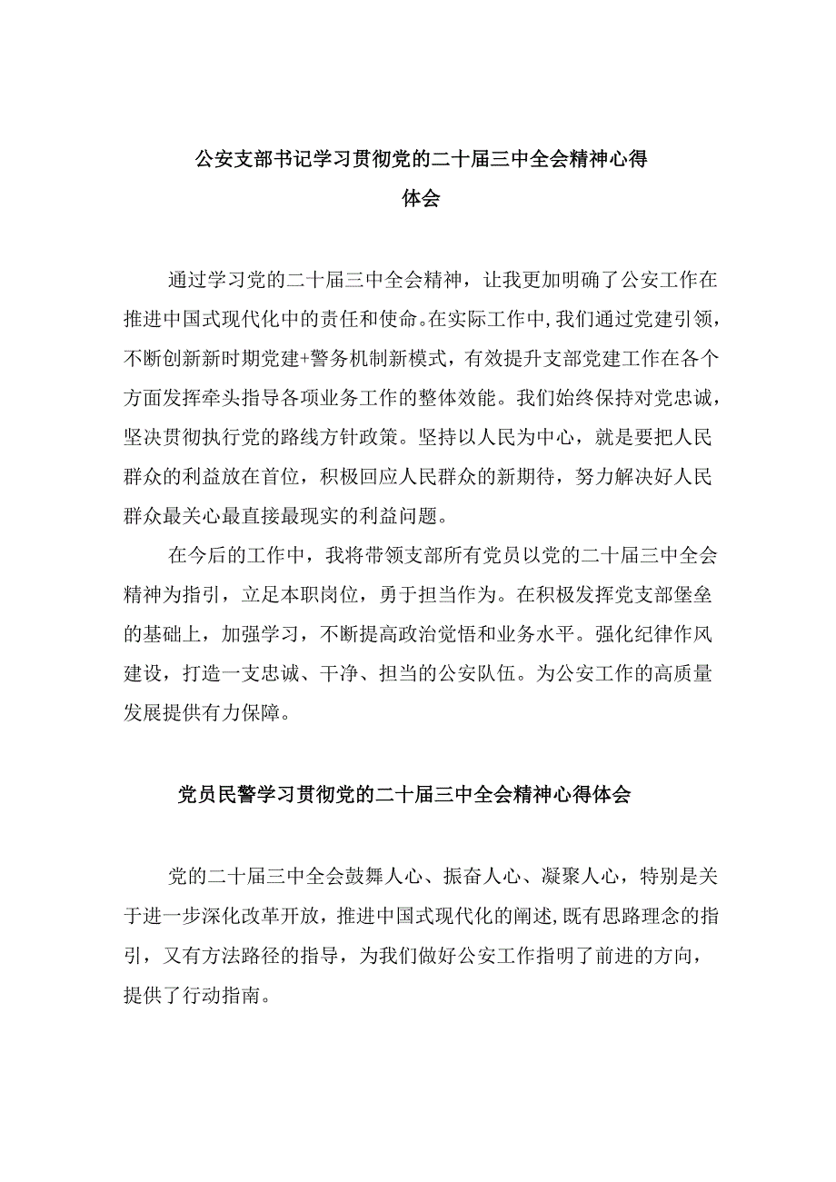 （11篇）公安支部书记学习贯彻党的二十三中全会精神心得体会（精选）.docx_第1页
