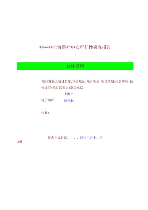 上海医疗中心可行性研究报告.docx
