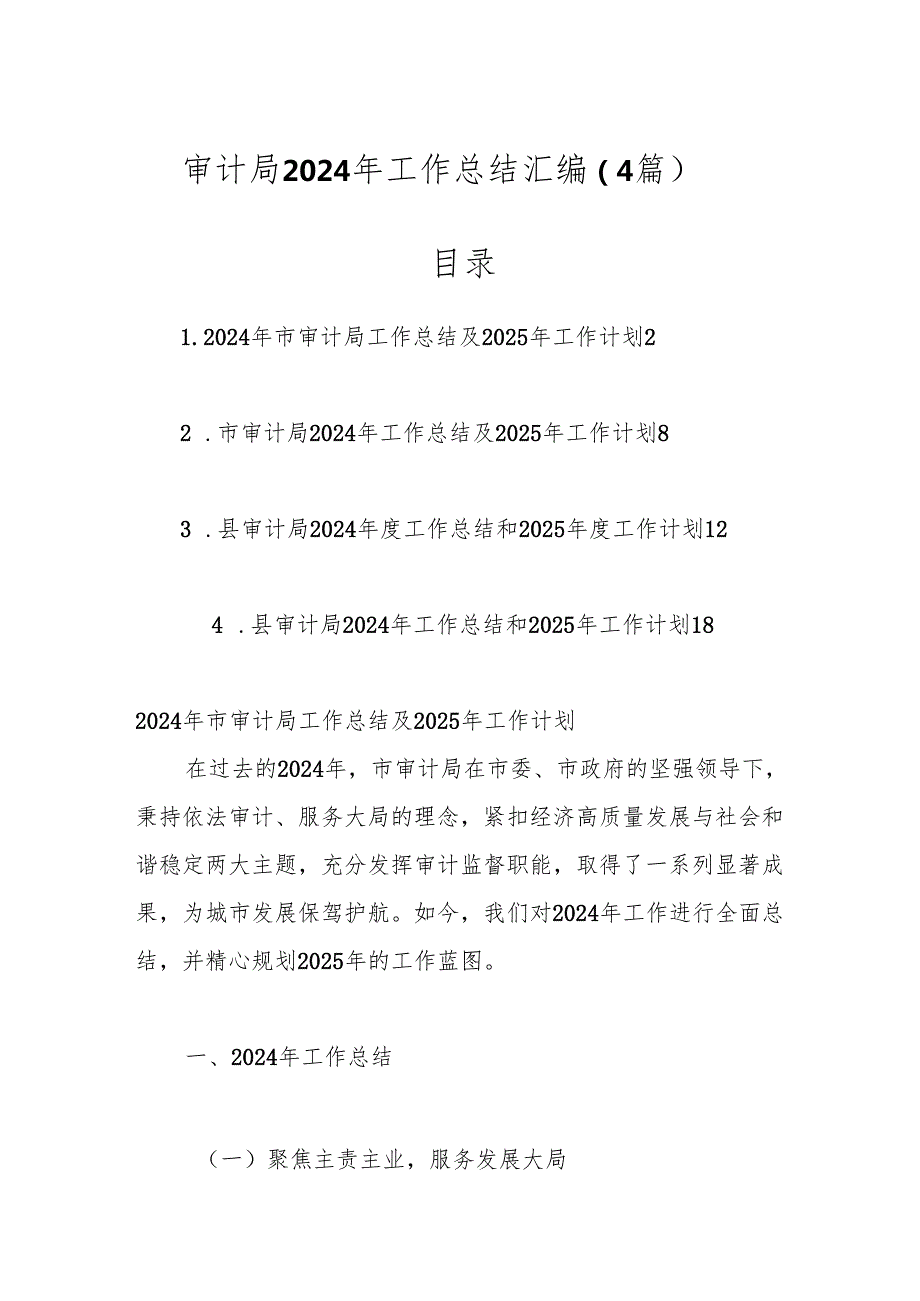 （4篇）审计局2024年工作总结汇编.docx_第1页