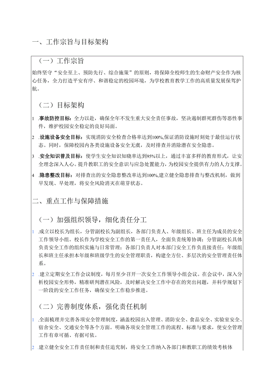 1.中小学校安全工作计划方案及 1-12 月行事历（最新版）.docx_第2页