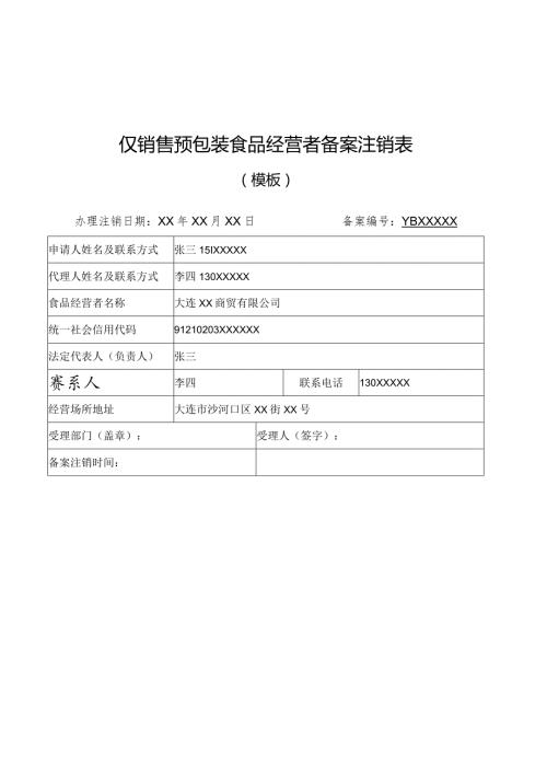 仅销售预包装食品经营者备案注销表.docx