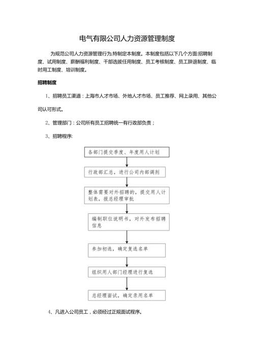 电气有限公司人力资源管理制度.docx