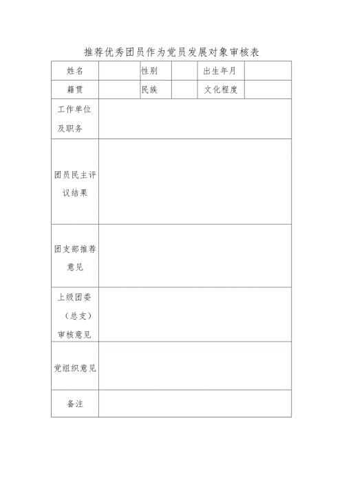 推荐优秀团员作为党员发展对象审核表.docx