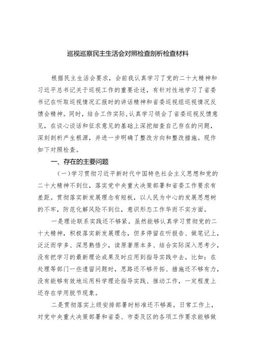 （10篇）巡视巡察民主生活会对照检查剖析检查材料.docx