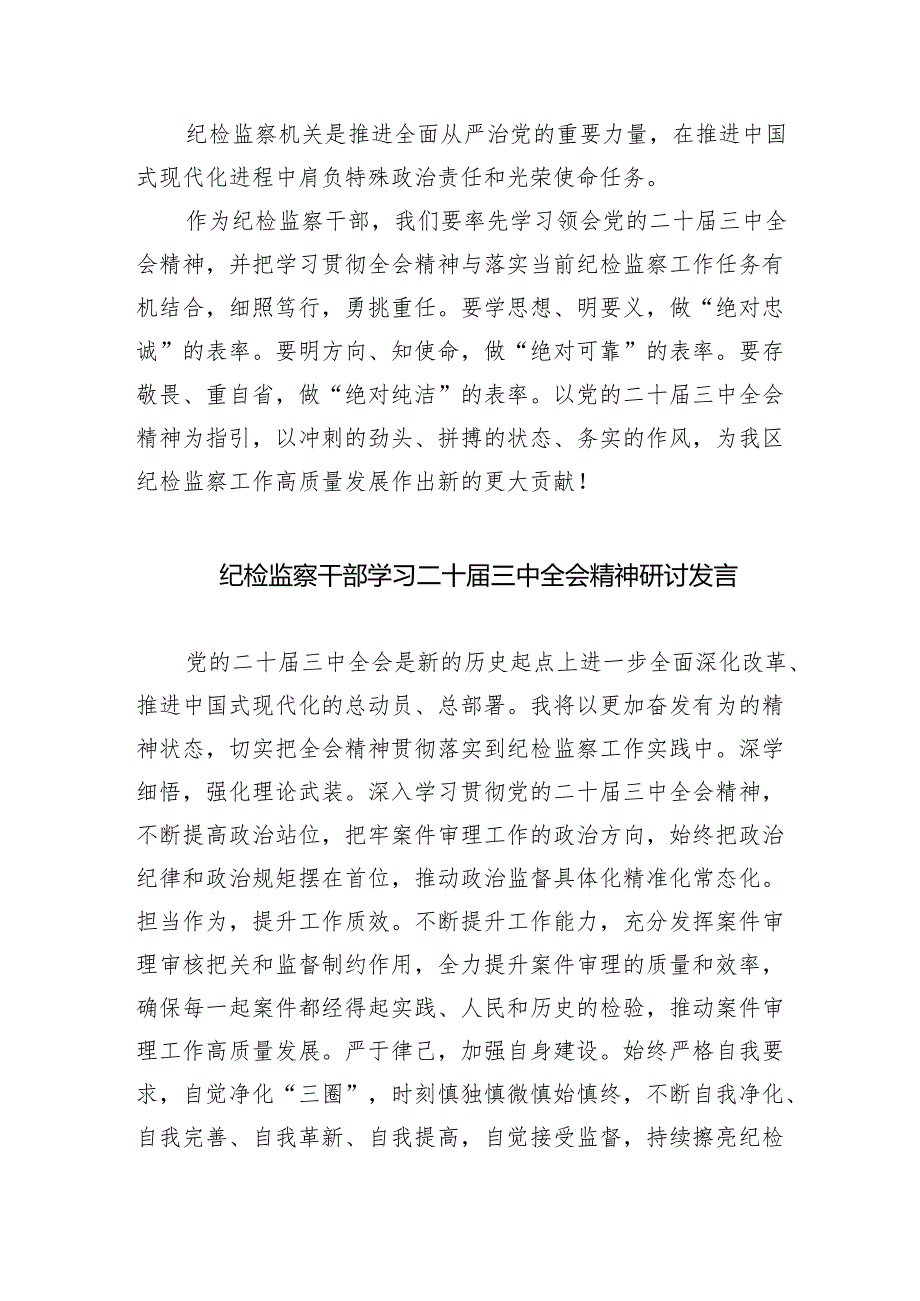 （9篇）基层纪检监察工委书记学习二十三中全会精神研讨交流发言（详细版）.docx_第2页