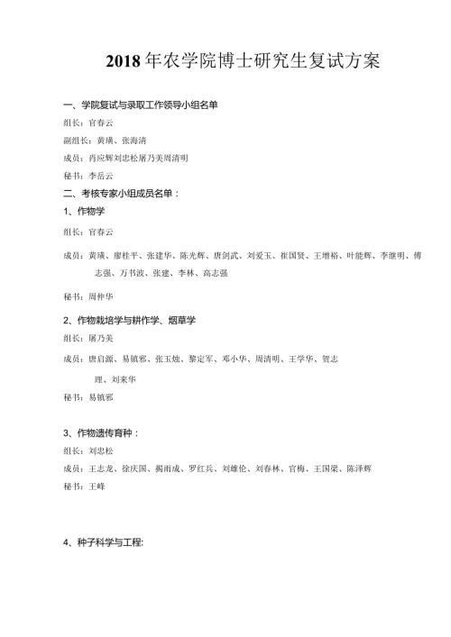 农学院博士研究生复试方案.docx