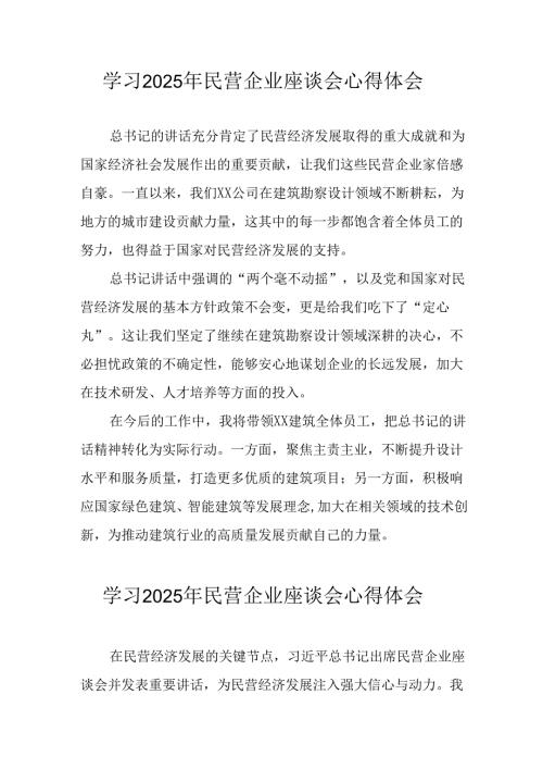 2025年私营企业学习民营企业座谈会个人心得体会 汇编11份.docx