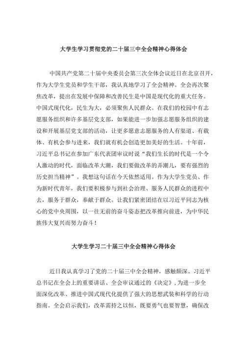 （11篇）大学生学习贯彻党的二十三中全会精神心得体会例文.docx