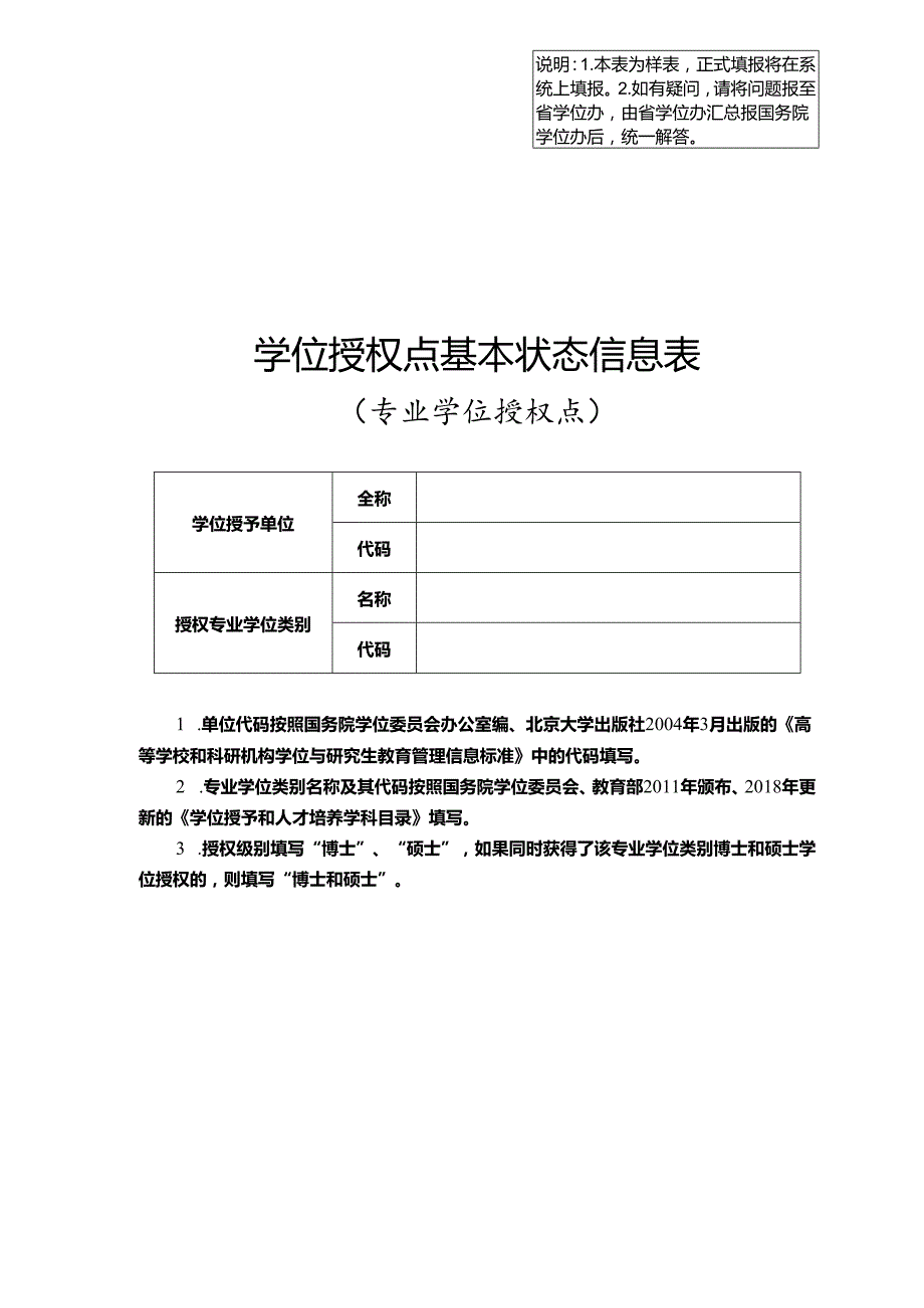 学位授权点基本状态信息表（专业学位授权点）（2022年）2024.docx_第1页
