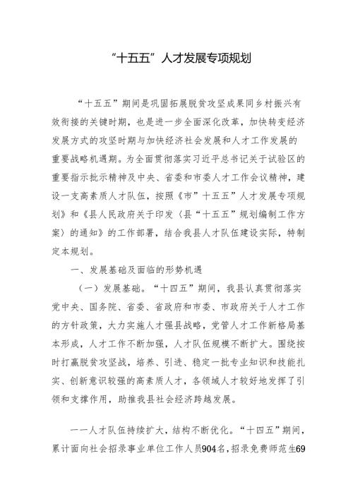 “十五五”人才发展专项规划.docx