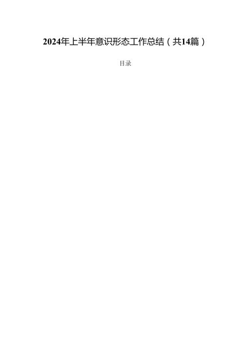 2024年上半年意识形态工作总结精选（共14篇）.docx