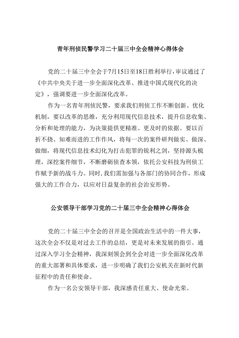 （11篇）青年刑侦民警学习二十三中全会精神心得体会集合.docx_第1页