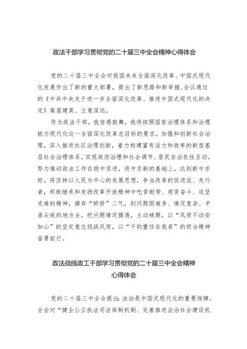 政法干部学习贯彻党的二十三中全会精神心得体会精选（参考范文八篇）.docx