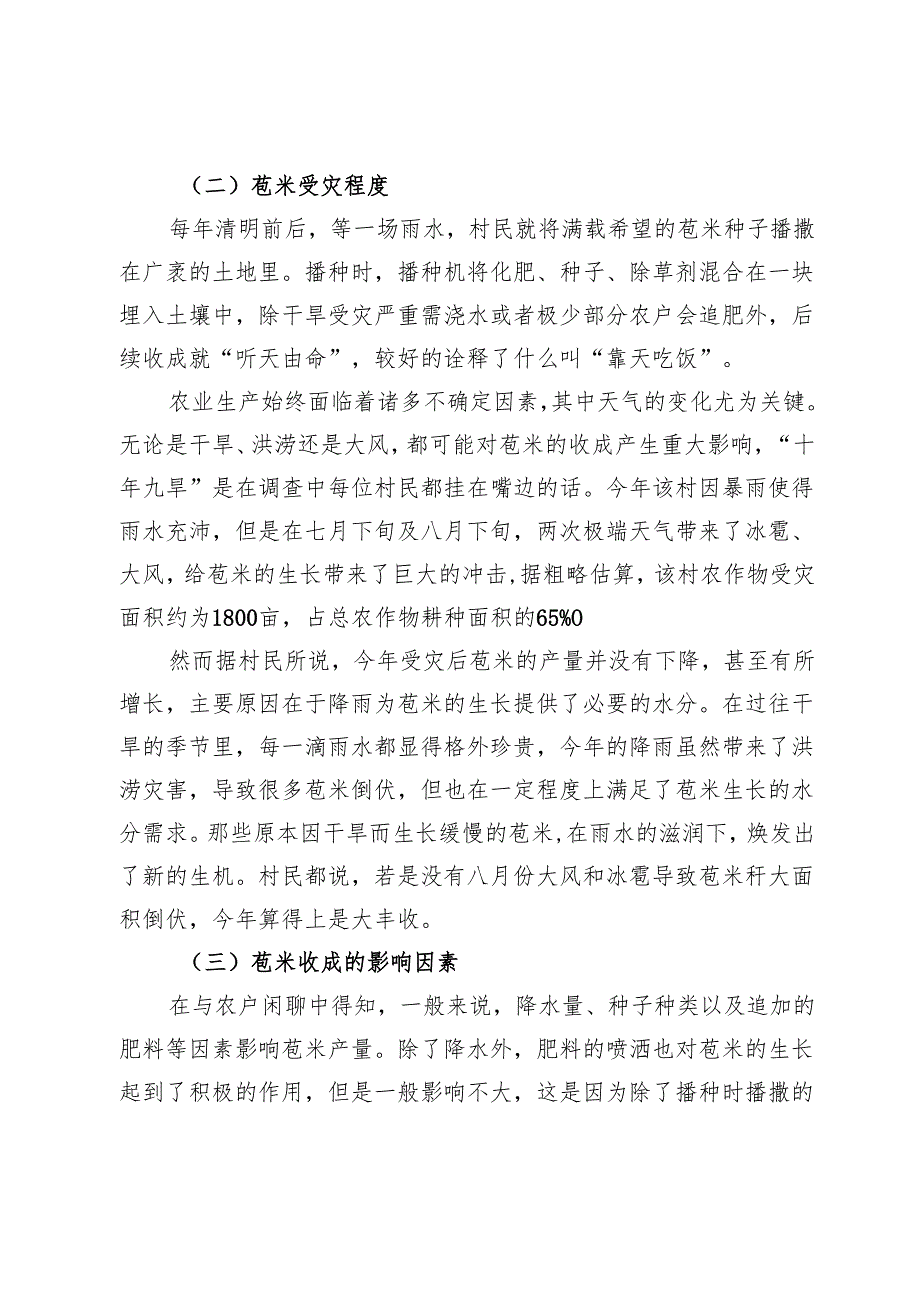 辽西某村苞米收成情况的田野调查报告.docx_第2页