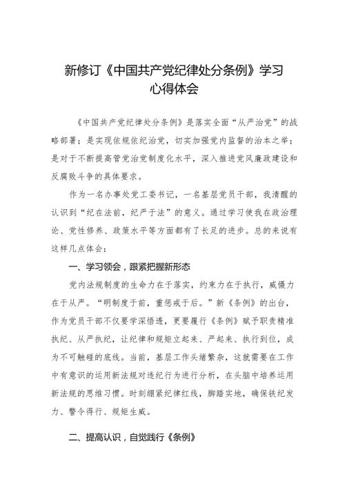 七篇纪检干部关于2024年《中国共产党纪律处分条例》学习心得体会.docx