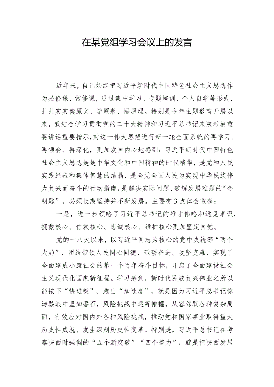 在某党组学习会议上的发言.docx_第1页