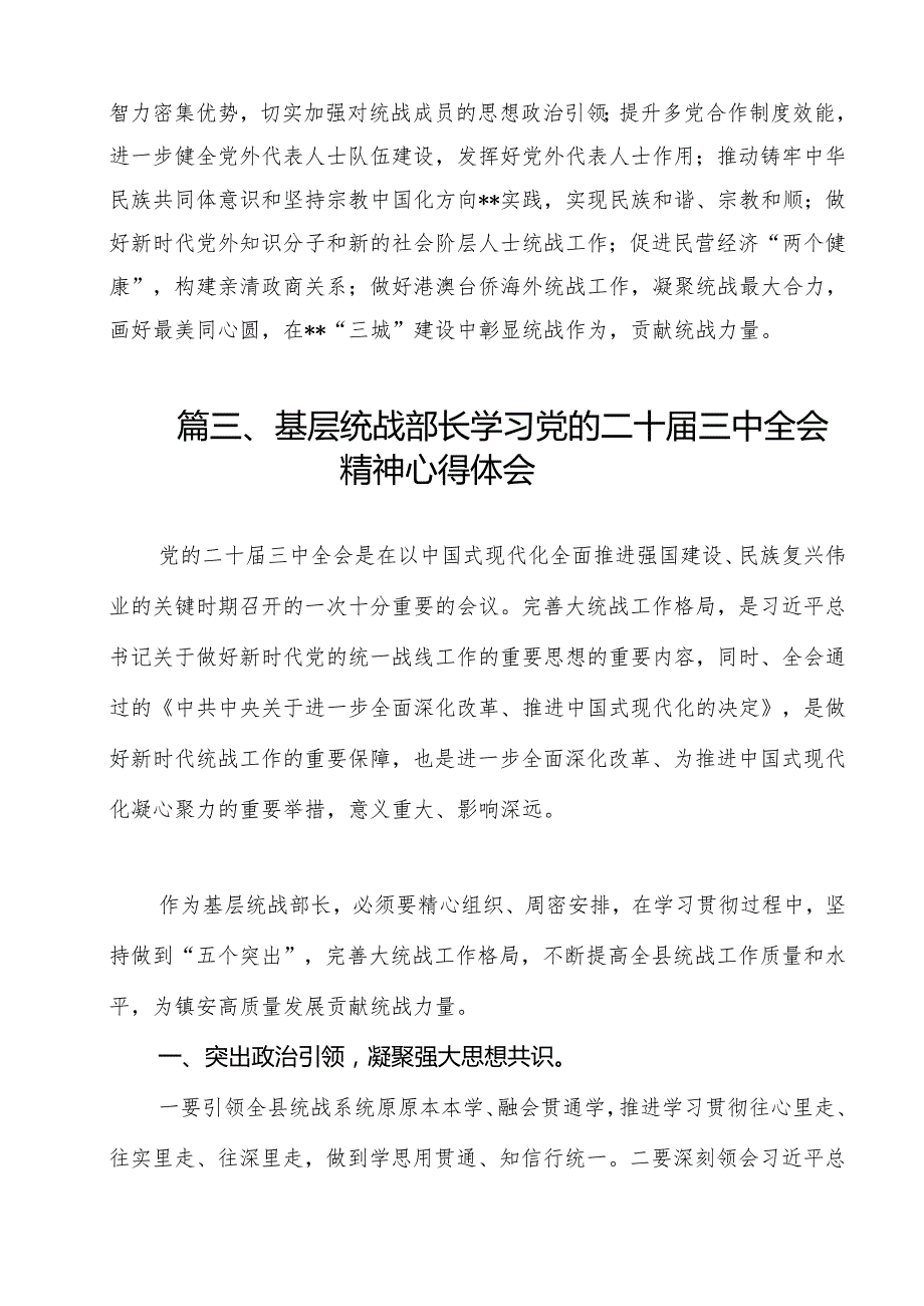 （13篇）统战干事学习贯彻党的二十三中全会精神心得体会（最新版）.docx_第3页
