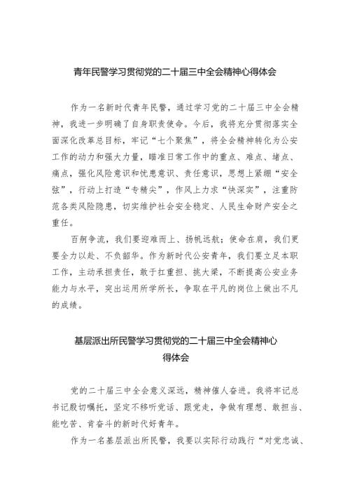 青年民警学习贯彻党的二十三中全会精神心得体会8篇供参考.docx