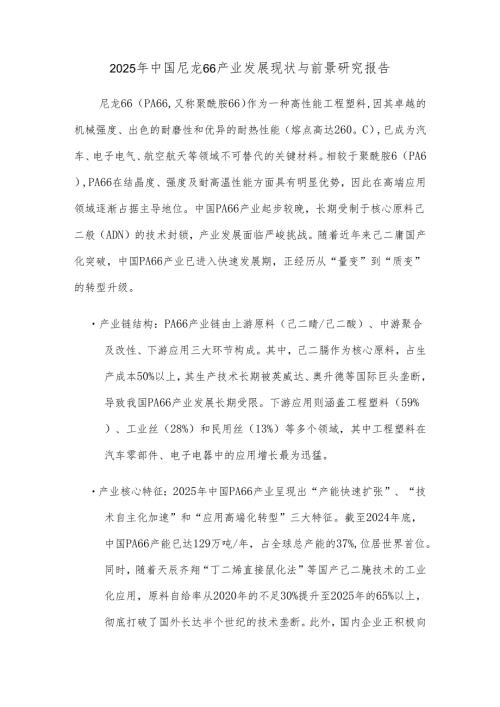 2025年中国尼龙66产业发展现状与前景研究报告.docx