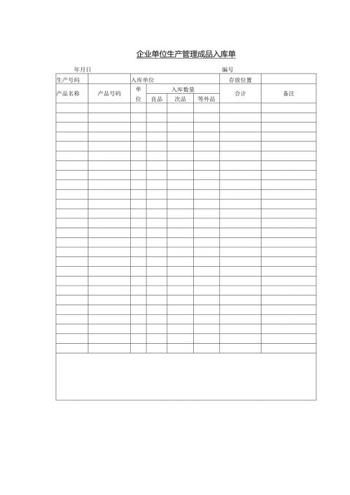企业单位生产管理成品入库单.docx