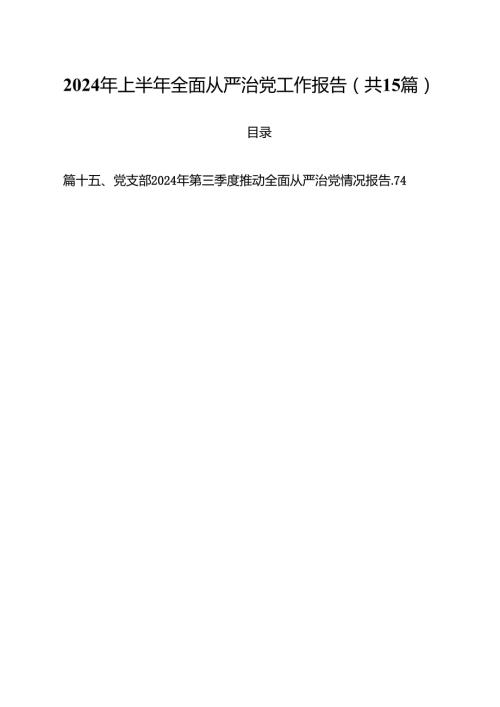 2024年上半年全面从严治党工作报告优选15篇.docx