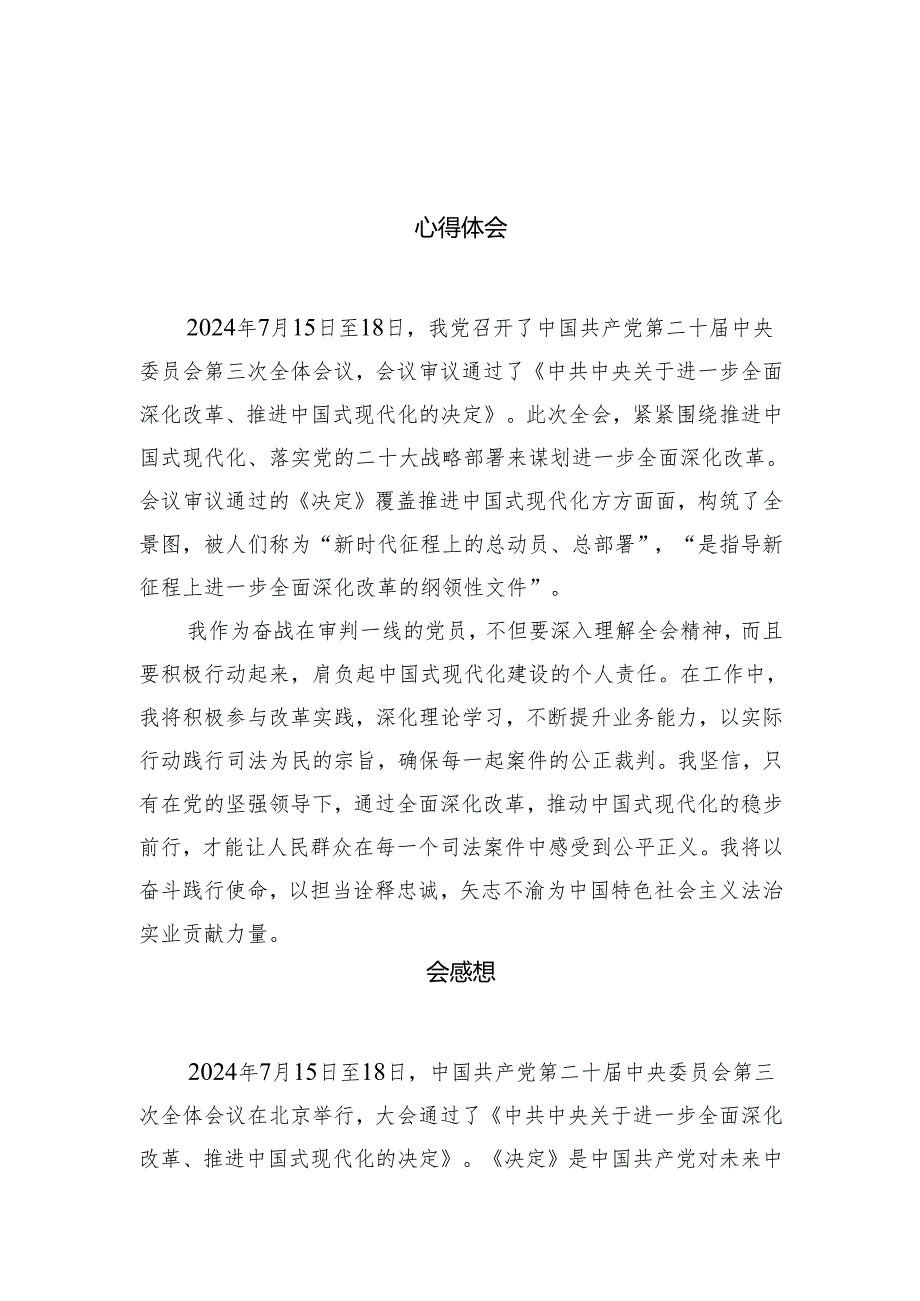 （10篇）综合审判庭庭长学习贯彻党的二十三中全会精神心得体会（精选）.docx_第2页