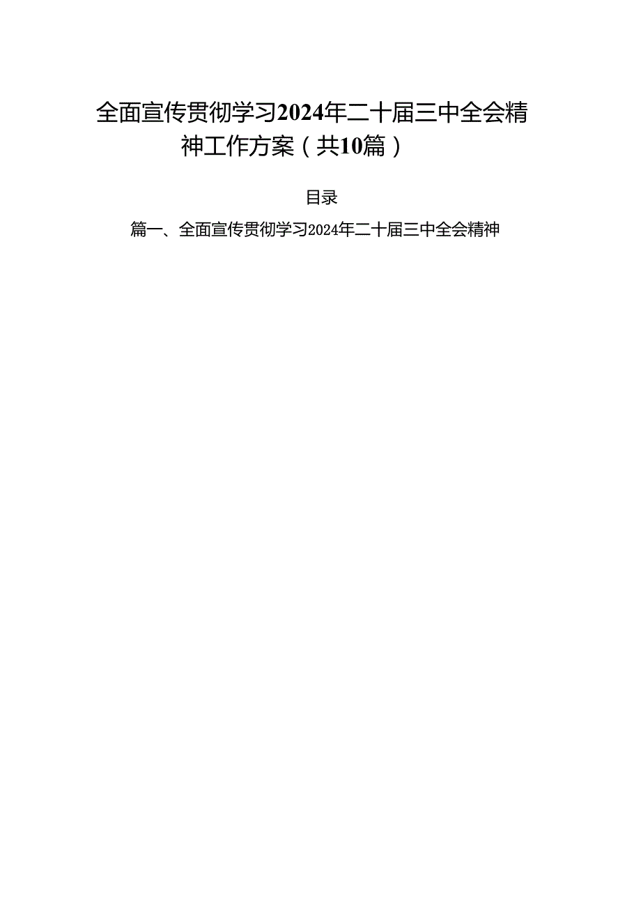 （10篇）全面宣传贯彻学习2024年二十三中全会精神工作方案集合.docx_第1页