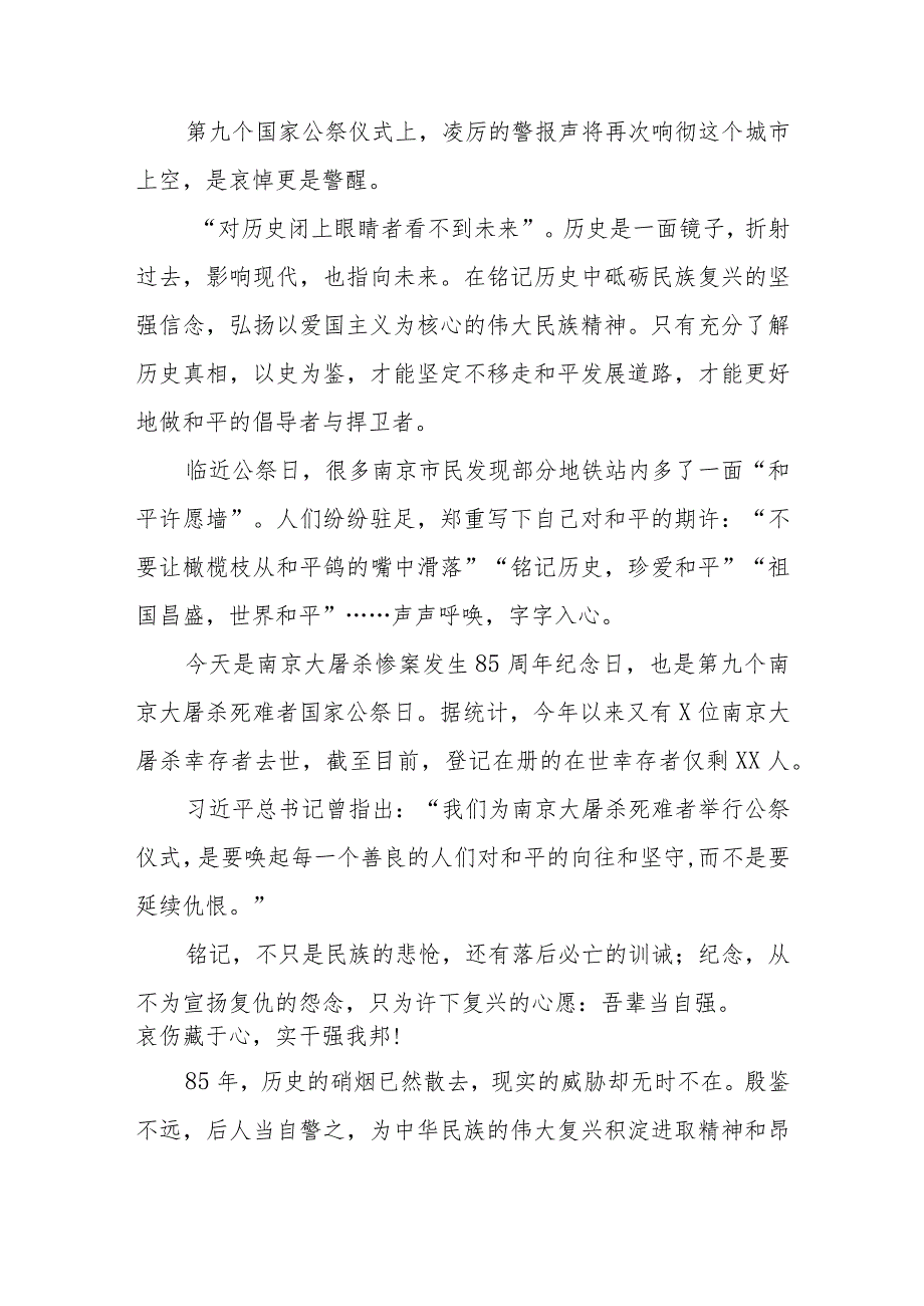 南京大屠杀死难者国家公祭日心得感想合集.docx_第3页