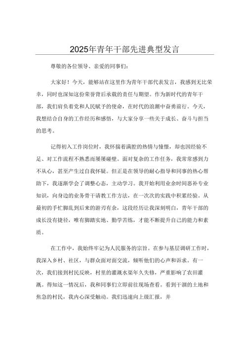 2025年青年干部先进典型发言.docx