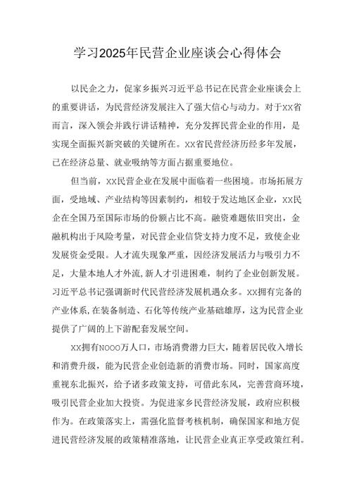 2025年私营企业学习民营企业座谈会个人心得体会 合计11份.docx