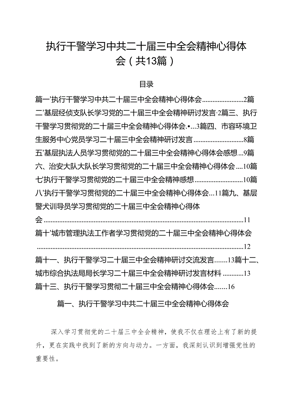 执行干警学习中共二十三中全会精神心得体会（共13篇）.docx_第1页