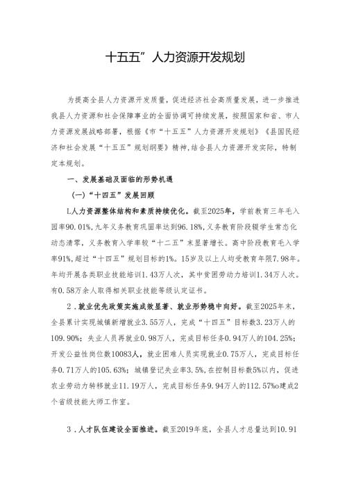 “十五五”人力资源开发规划.docx