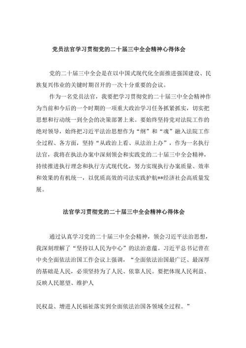（11篇）党员法官学习贯彻党的二十三中全会精神心得体会优选.docx