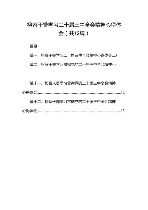 检察干警学习二十三中全会精神心得体会12篇（精编版）.docx