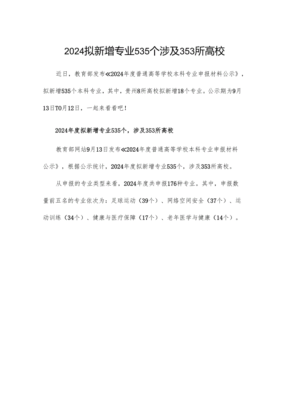 2024拟新增专业535个涉及353所高校.docx_第1页