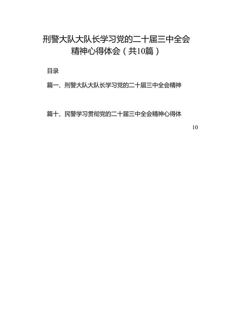 （10篇）刑警大队大队长学习党的二十三中全会精神心得体会（精选）.docx_第1页