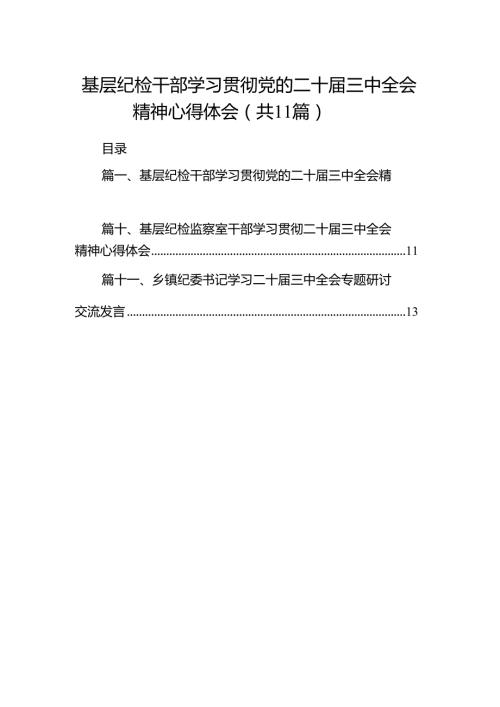 （11篇）基层纪检干部学习贯彻党的二十三中全会精神心得体会（精选）.docx