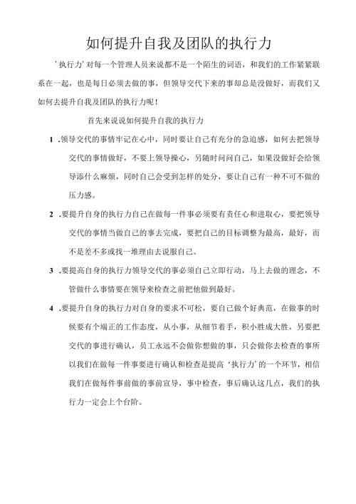 如何提升自我及团队的执行力.docx