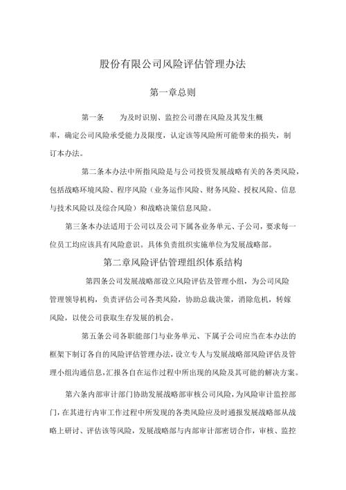 股份有限公司风险评估管理办法.docx