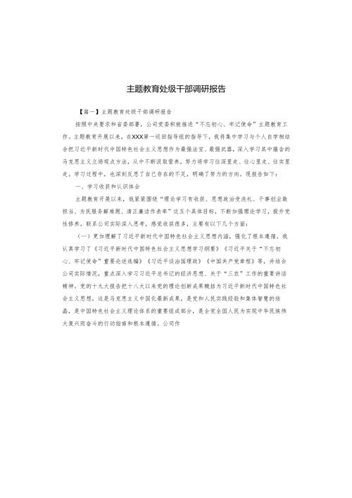 主题教育处级干部调研报告.docx