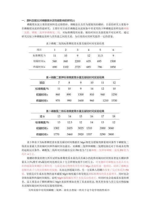 原料及配比对磷酸镁水泥性能影响的研究.docx