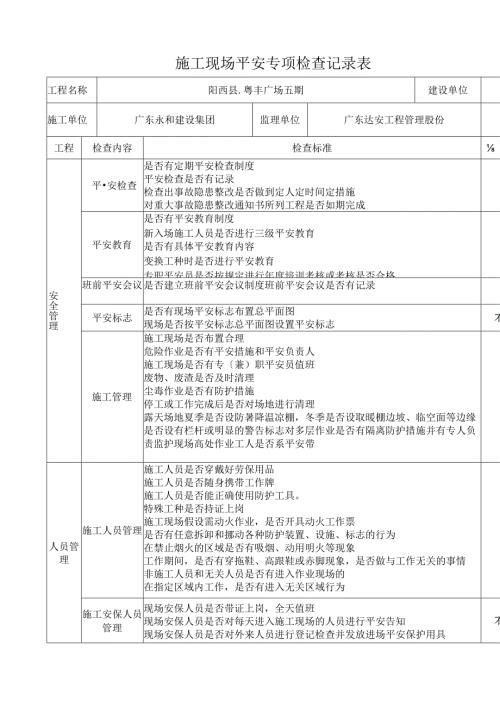 建设施工监理施工现场专项安全检查表.docx