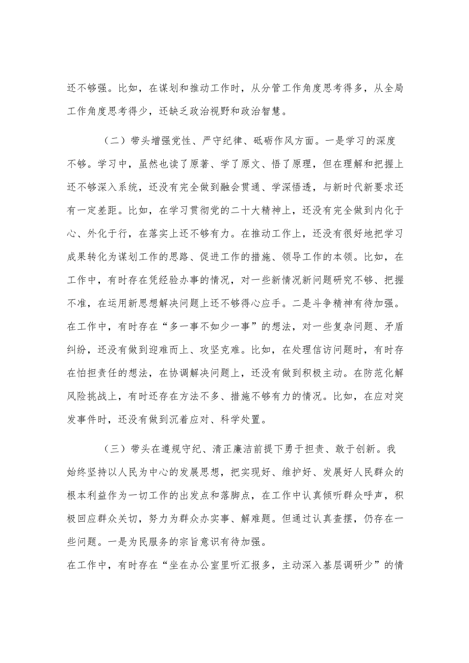 2024年民主生活会个人对照检查材料（4个带头）.docx_第2页