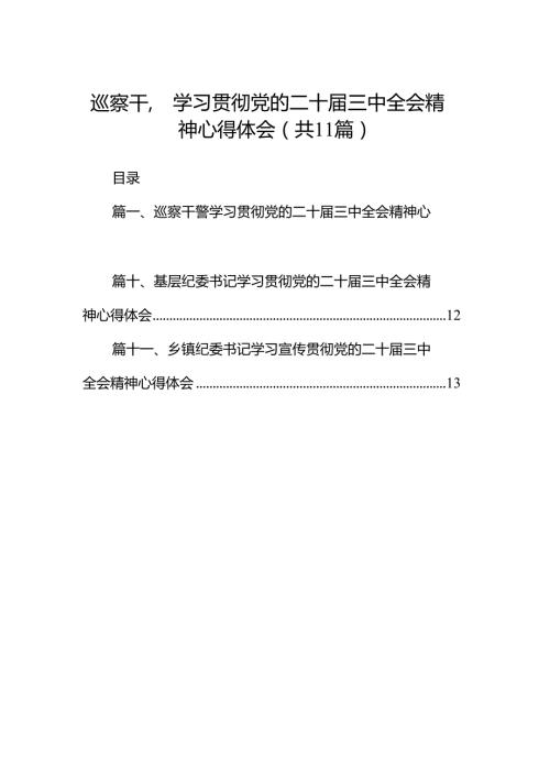 （11篇）巡察干警学习贯彻党的二十三中全会精神心得体会（精选）.docx