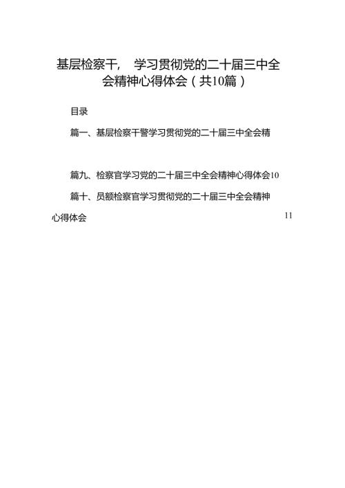 （10篇）基层检察干警学习贯彻党的二十三中全会精神心得体会合计.docx