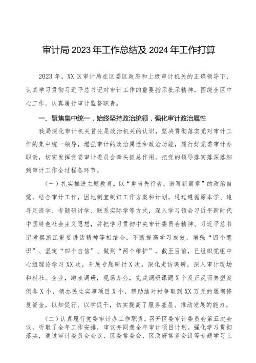 三篇审计局2023年工作总结及2024年工作打算.docx