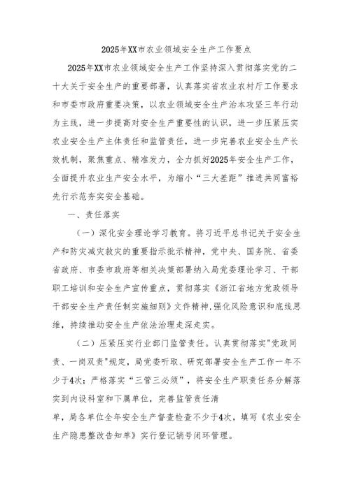 2025年XX市农业领域安全生产工作要点.docx