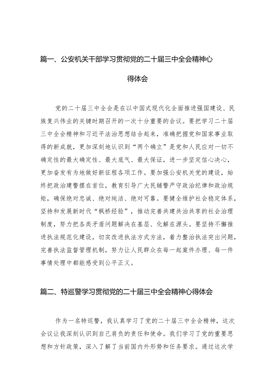 （10篇）公安机关干部学习贯彻党的二十三中全会精神心得体会范文.docx_第2页